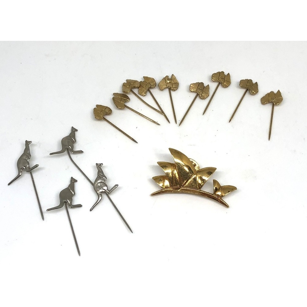14 Vintage Australia Souvenir Pins Sydney Opera House Map Kangaroo Lot